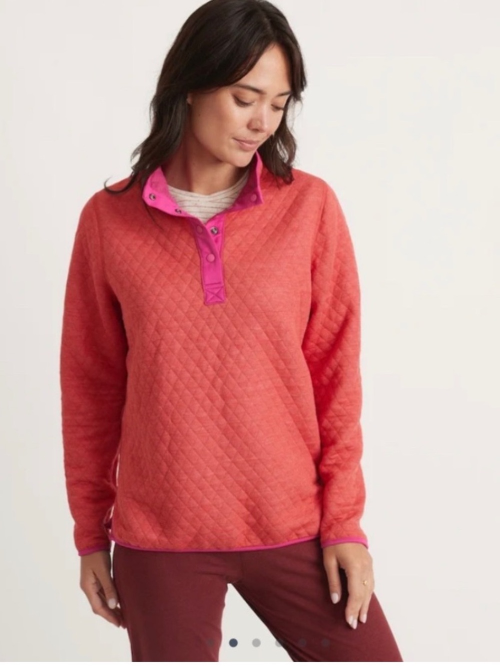 Marine Layer Corbet Reversible Sweater Pullover Women M Red/Pink Quilted Outdoor